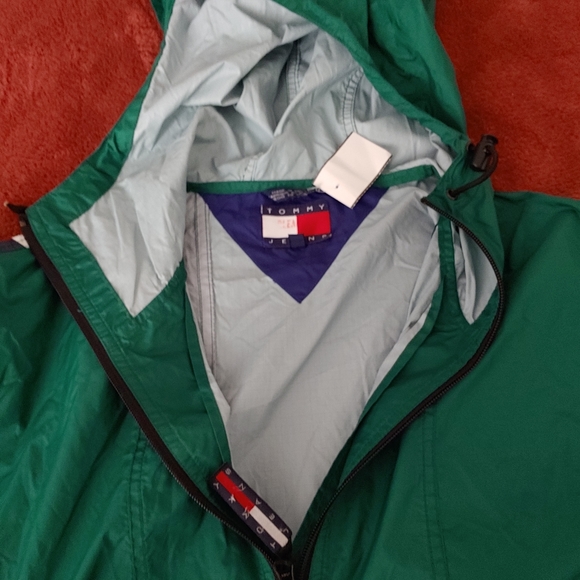 90s Vintage Windbreaker Tommy Hilfiger Green - Picture 2 of 4